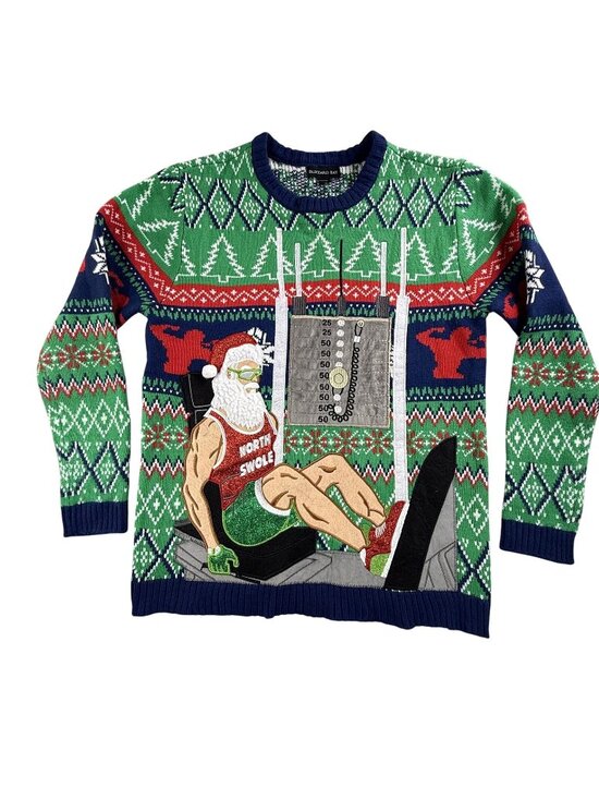 Blizzard Bay Other - Christmas Sweater Mens Medium Green North Swole Santa Ugly Pullover Blizzard Bay